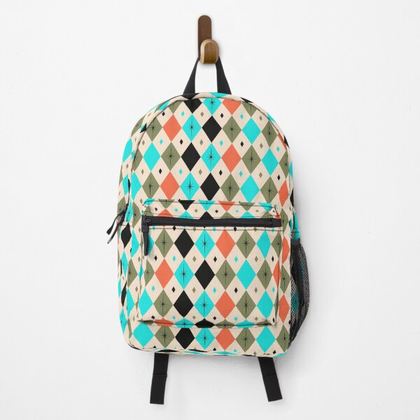 Item preview, Retro Diamond and Stars Design — Orange, Turquoise, Green & Beige designed and sold by Novel Works Studio.