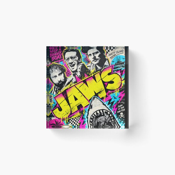 Item preview, Jaws 80s Retro Neon Synthwave Design designed and sold by Bobby-Dazzler.