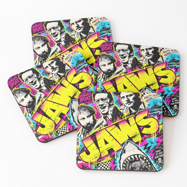 Item preview, Jaws 80s Retro Neon Synthwave Design designed and sold by Bobby-Dazzler.
