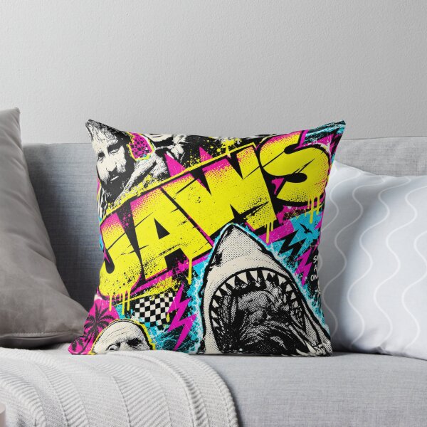 Item preview, Jaws 80s Retro Neon Synthwave Design designed and sold by Bobby-Dazzler.
