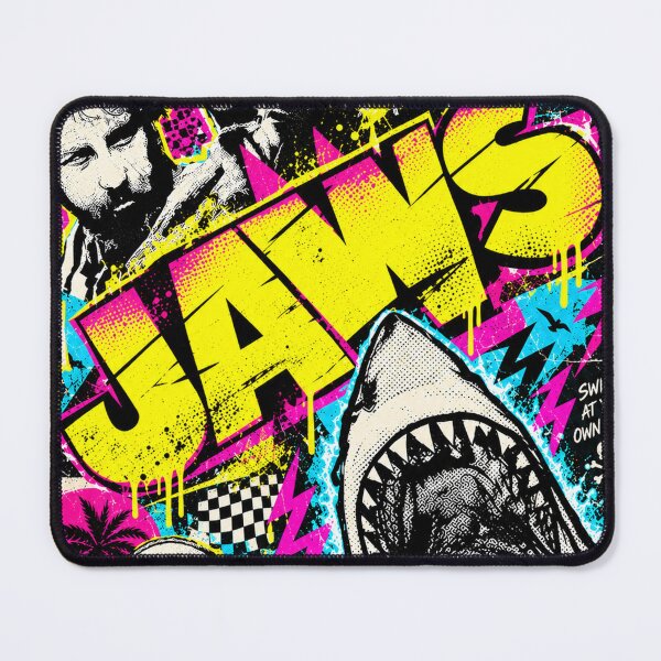 Item preview, Jaws 80s Retro Neon Synthwave Design designed and sold by Bobby-Dazzler.