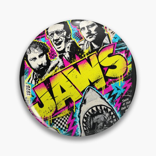 Item preview, Jaws 80s Retro Neon Synthwave Design designed and sold by Bobby-Dazzler.
