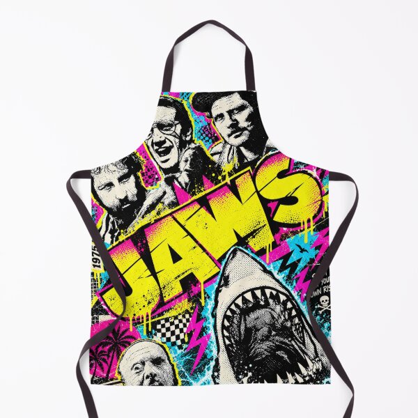 Item preview, Jaws 80s Retro Neon Synthwave Design designed and sold by Bobby-Dazzler.