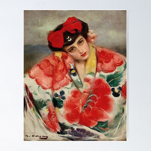 Item preview, Vintage Woman Wall Art, Catharine La Rose by Ramon Casas, Spanish Art Nouveau Portrait Print designed and sold by RickE.