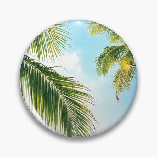Artikelvorschau, Aquarell-Kokospalmen vor blauem Himmel entworfen und verkauft von BeachWhisper.