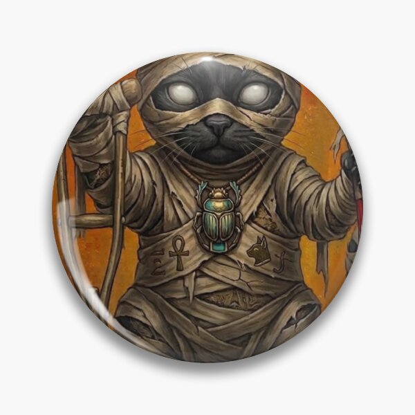 Item preview, Egyptian Mummy Black Cat with Crutches Halloween Illustration designed and sold by Mindworx21.
