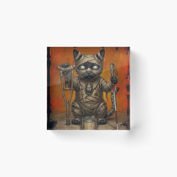 Item preview, Egyptian Mummy Black Cat with Crutches Halloween Illustration designed and sold by Mindworx21.