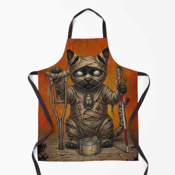 Item preview, Egyptian Mummy Black Cat with Crutches Halloween Illustration designed and sold by Mindworx21.