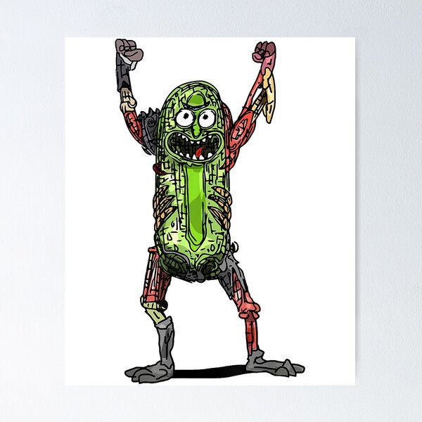 Aperçu de l'œuvre Mademarks relaxants Rick-Morty - Rick et Morty - Pickle Rick Pop créée et vendue par Panega.