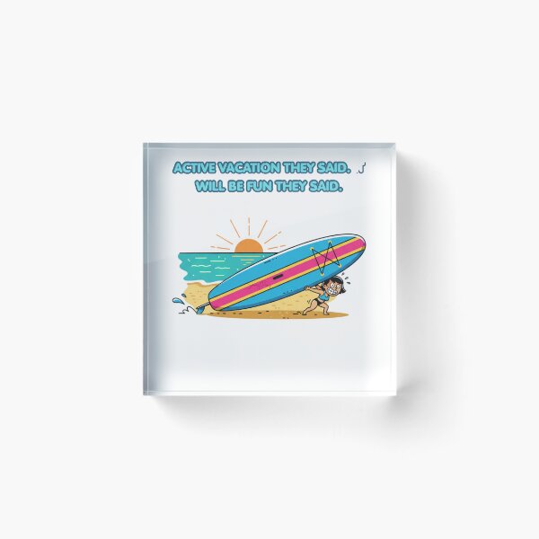 Item preview, Funny Petite Girl Struggling with Giant Paddleboard, Cute Comic Woman Carrying Big SUP Board Beach Cartoon, Summer Vacation Humor Apparel Graphic Sticker designed and sold by SmartPuns.