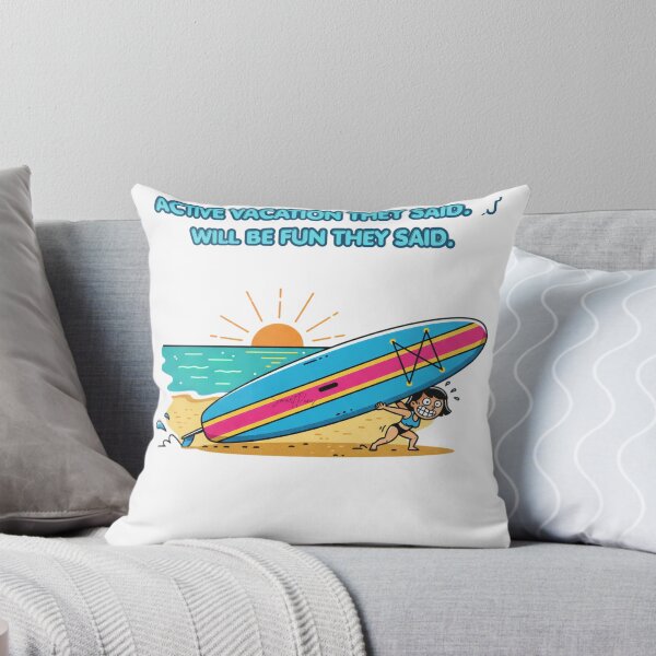 Item preview, Funny Petite Girl Struggling with Giant Paddleboard, Cute Comic Woman Carrying Big SUP Board Beach Cartoon, Summer Vacation Humor Apparel Graphic Sticker designed and sold by SmartPuns.