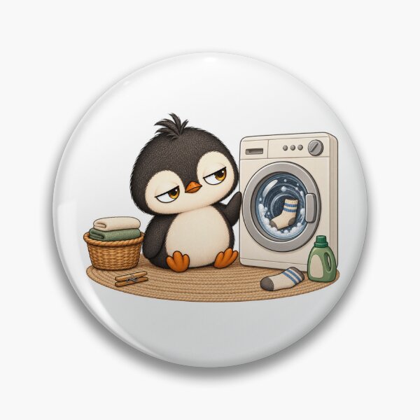 Item preview, Taro the Penguin Doing Laundry | Cute Funny Laundry Penguin designed and sold by MrDev.