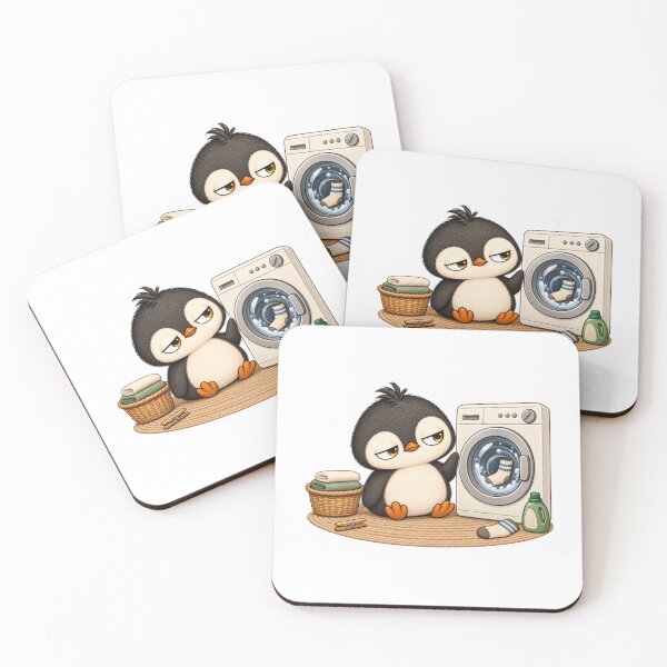 Item preview, Taro the Penguin Doing Laundry | Cute Funny Laundry Penguin designed and sold by MrDev.