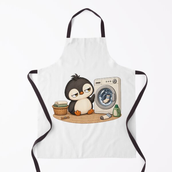 Artikelvorschau, Taro the Penguin Doing Laundry | Cute Funny Laundry Penguin entworfen und verkauft von MrDev.