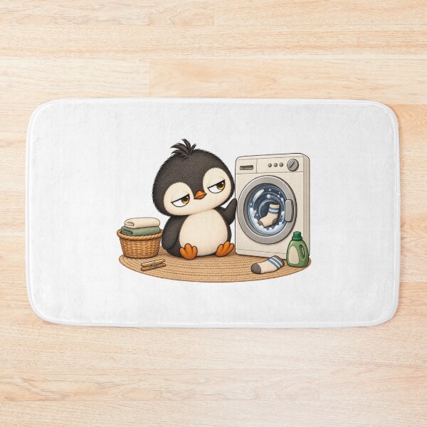 Item preview, Taro the Penguin Doing Laundry | Cute Funny Laundry Penguin designed and sold by MrDev.