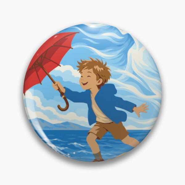 Item preview, Dancing with the Bura Wall Art, Adriatic Coastal Print, Boy with Red Umbrella, Mediterranean Art, Croatian Seaside Decor, Whimsical Art designed and sold by Studio pod Burom.