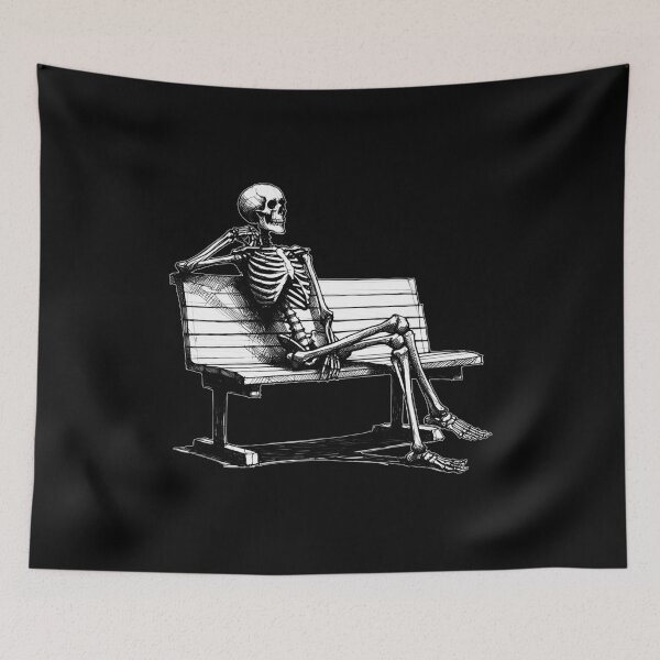 Item preview, Relaxed Skeleton Waiting on a Bench designed and sold by Lady-K-.