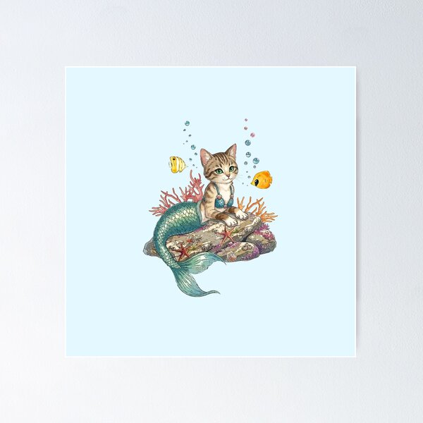 Item preview, Cat Mermaid, Mer-Cats, Ocean Art, Marine Cat, Fantasy Art, Funny designed and sold by classic car craze.