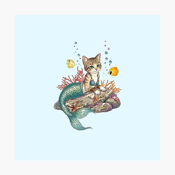 Item preview, Cat Mermaid, Mer-Cats, Ocean Art, Marine Cat, Fantasy Art, Funny designed and sold by classic car craze.
