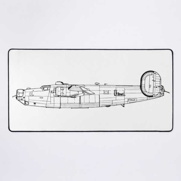 Item preview, B-24 Liberator line art drawing ww2 airplanes designed and sold by PilotandPlane.
