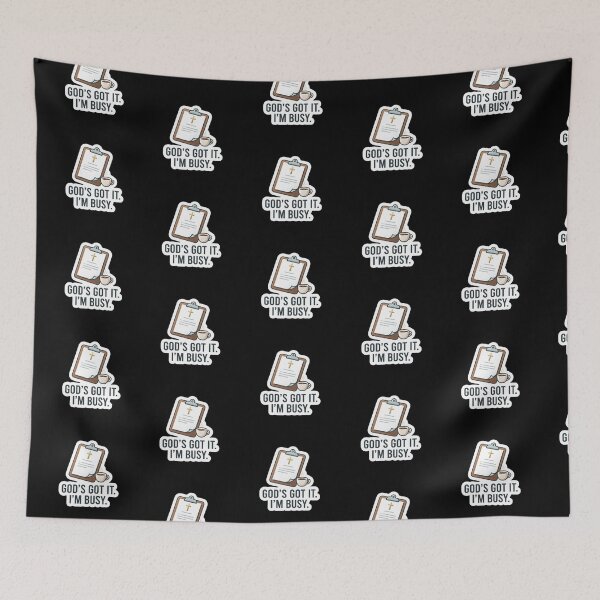 Item preview, God's Got It I'm Busy Funny Christian Phrase with Clipboard designed and sold by MantoSagrado.