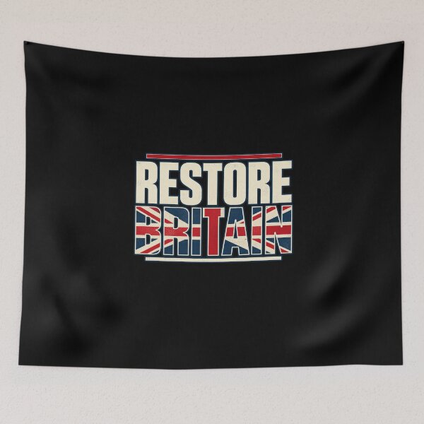 Item preview, Restore Britain – Bold Union Jack Typography designed and sold by JesterKrewArt.