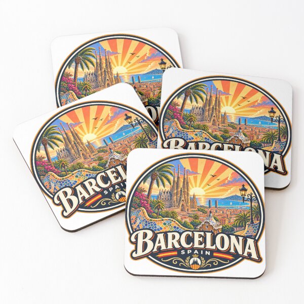 Item preview, Barcelona Spain Vintage Travel Poster designed and sold by timiparkerart.