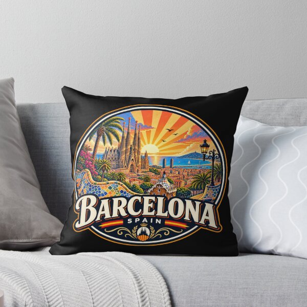 Item preview, Barcelona Spain Vintage Travel Poster designed and sold by timiparkerart.