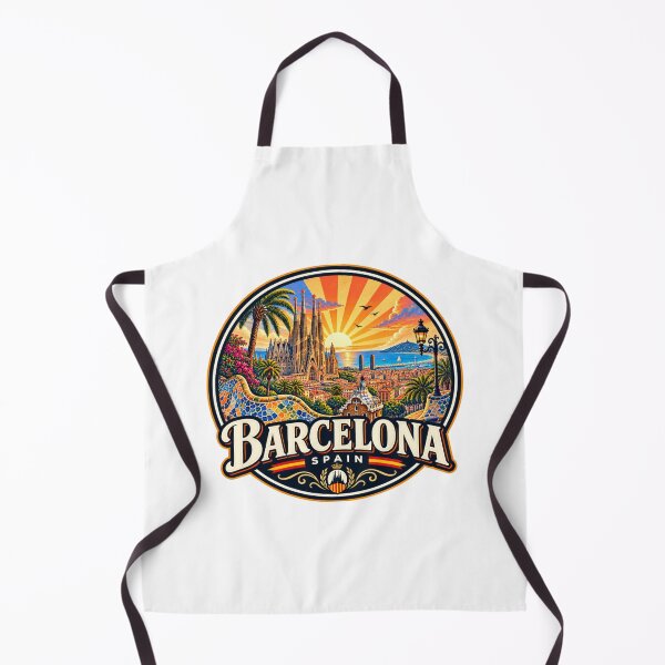 Item preview, Barcelona Spain Vintage Travel Poster designed and sold by timiparkerart.