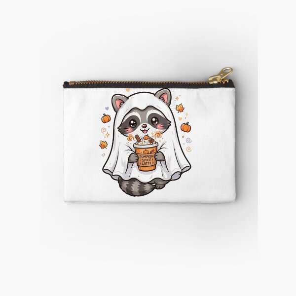 Item preview, Cute Ghost Raccoon Drinking Coffee Pumpkin Spice Autumn Sticker designed and sold by     Fatma Creates.