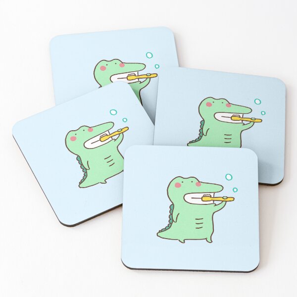 Item preview, Cute Crocodile Brushing Teeth With A Toothbrush designed and sold by Chunu Doodles.