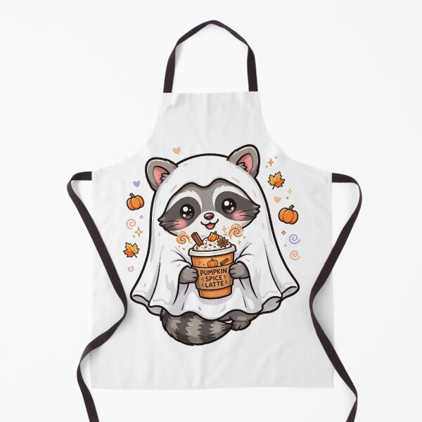 Item preview, Cute Ghost Raccoon Drinking Coffee Pumpkin Spice Autumn Sticker designed and sold by     Fatma Creates.