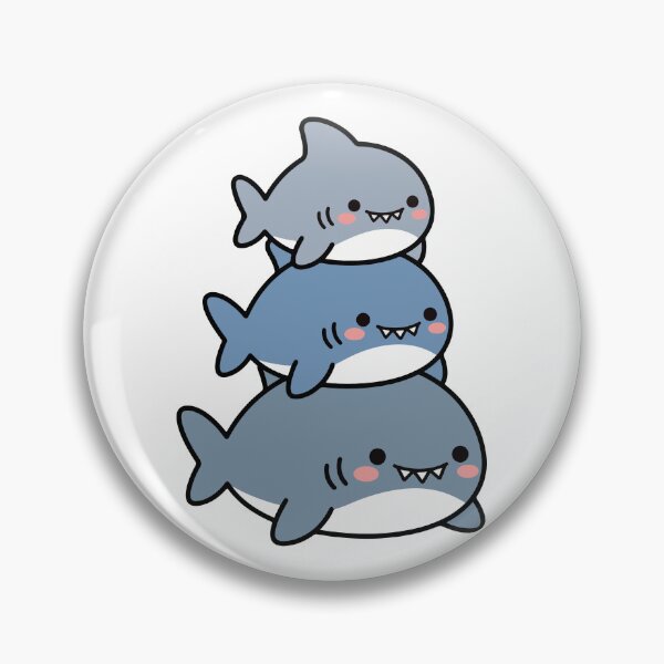 Item preview, Stacked Sharks – Smiling Blue & Gray Ocean Trio designed and sold by AliveStyle.