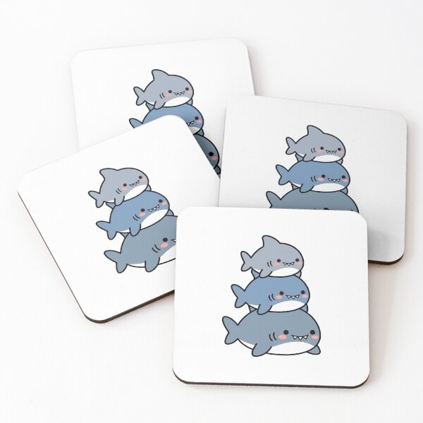 Item preview, Stacked Sharks – Smiling Blue & Gray Ocean Trio designed and sold by AliveStyle.