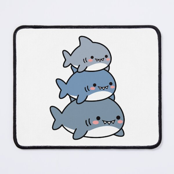 Item preview, Stacked Sharks – Smiling Blue & Gray Ocean Trio designed and sold by AliveStyle.