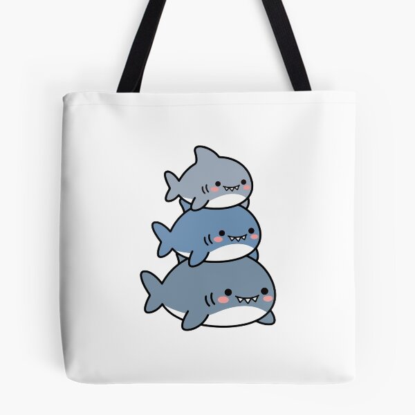 Item preview, Stacked Sharks – Smiling Blue & Gray Ocean Trio designed and sold by AliveStyle.