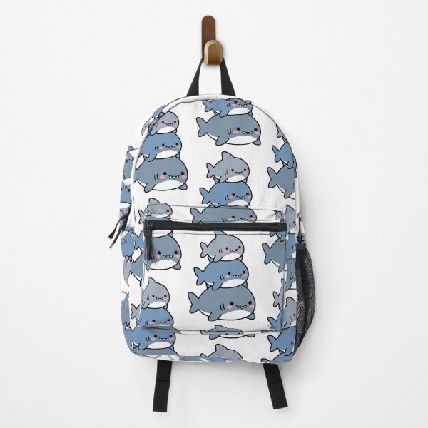 Item preview, Stacked Sharks – Smiling Blue & Gray Ocean Trio designed and sold by AliveStyle.