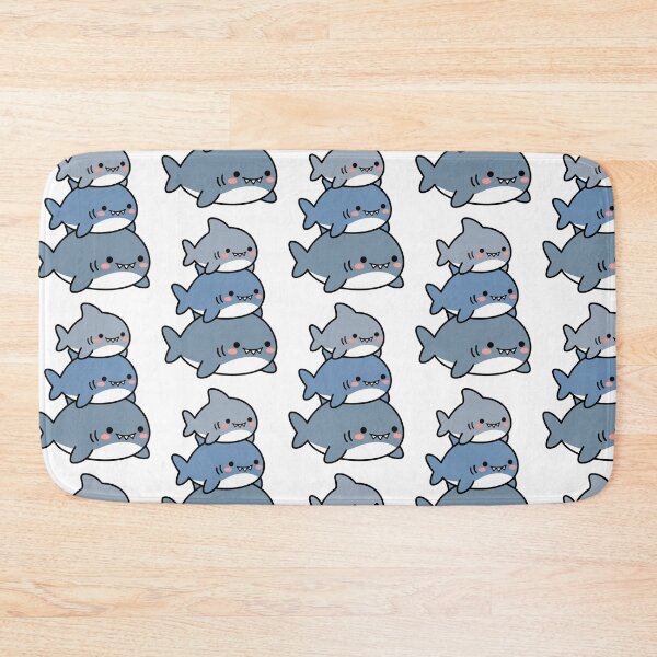 Item preview, Stacked Sharks – Smiling Blue & Gray Ocean Trio designed and sold by AliveStyle.