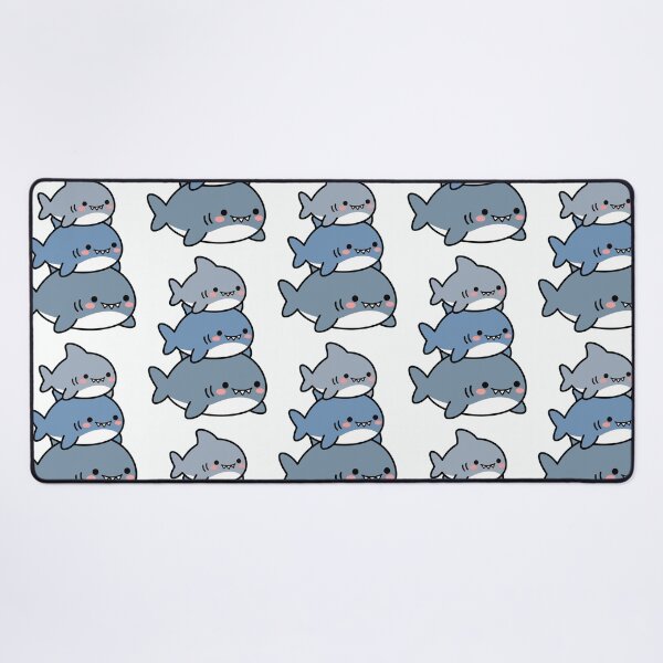 Item preview, Stacked Sharks – Smiling Blue & Gray Ocean Trio designed and sold by AliveStyle.