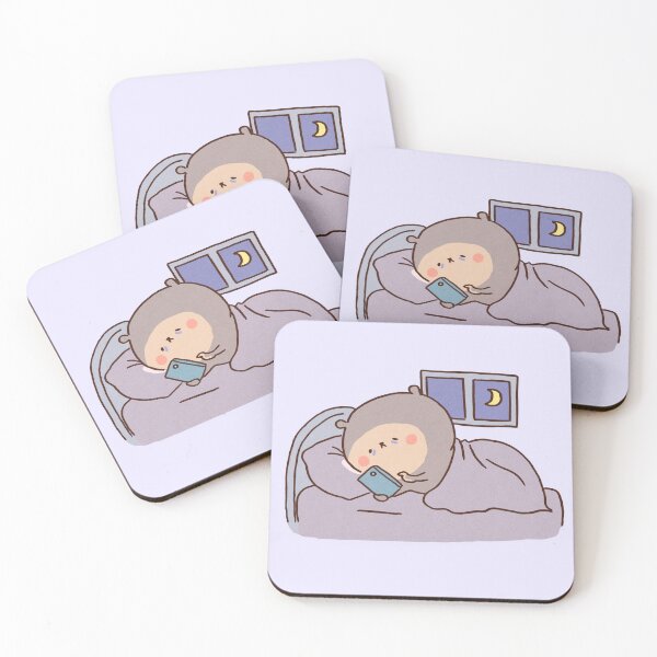 Item preview, Sleep Deprived Bear Using Smartphone In Bed designed and sold by Chunu Doodles.