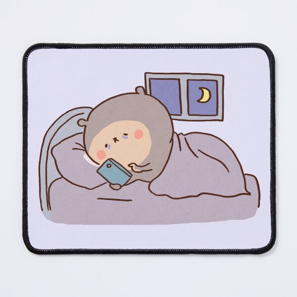 Item preview, Sleep Deprived Bear Using Smartphone In Bed designed and sold by Chunu Doodles.