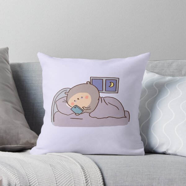 Item preview, Sleep Deprived Bear Using Smartphone In Bed designed and sold by Chunu Doodles.