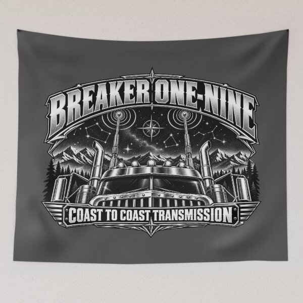 Item preview, Breaker One-Nine | Coast To Coast Transmission | Semi Truck CB Antennas Night Art designed and sold by NomadForge.