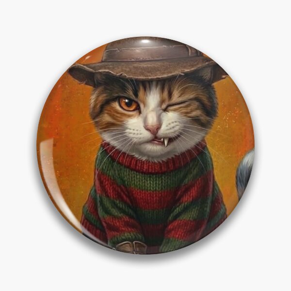 Item preview, Freddy Krueger Horror Cat in Fedora and Claw Glove Halloween Illustration designed and sold by Mindworx21.