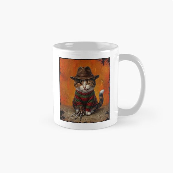 Item preview, Freddy Krueger Horror Cat in Fedora and Claw Glove Halloween Illustration designed and sold by Mindworx21.