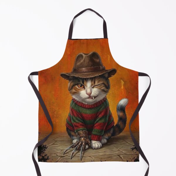 Item preview, Freddy Krueger Horror Cat in Fedora and Claw Glove Halloween Illustration designed and sold by Mindworx21.