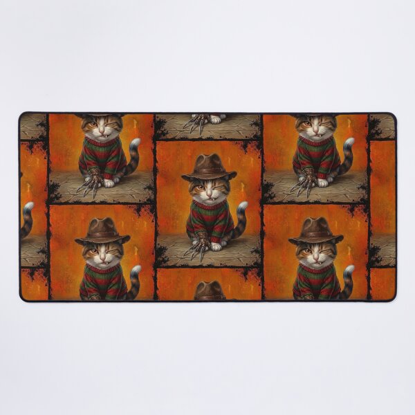 Item preview, Freddy Krueger Horror Cat in Fedora and Claw Glove Halloween Illustration designed and sold by Mindworx21.