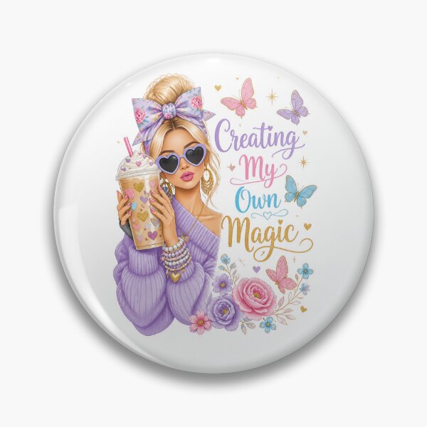 Item preview, Creating My Own Magic – Cute Coffee Girl with Butterflies & Flowers designed and sold by EvaKlein68.