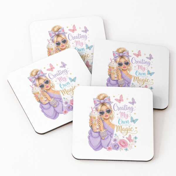 Item preview, Creating My Own Magic – Cute Coffee Girl with Butterflies & Flowers designed and sold by EvaKlein68.