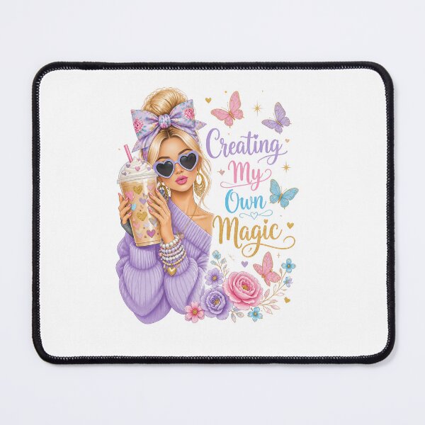Item preview, Creating My Own Magic – Cute Coffee Girl with Butterflies & Flowers designed and sold by EvaKlein68.